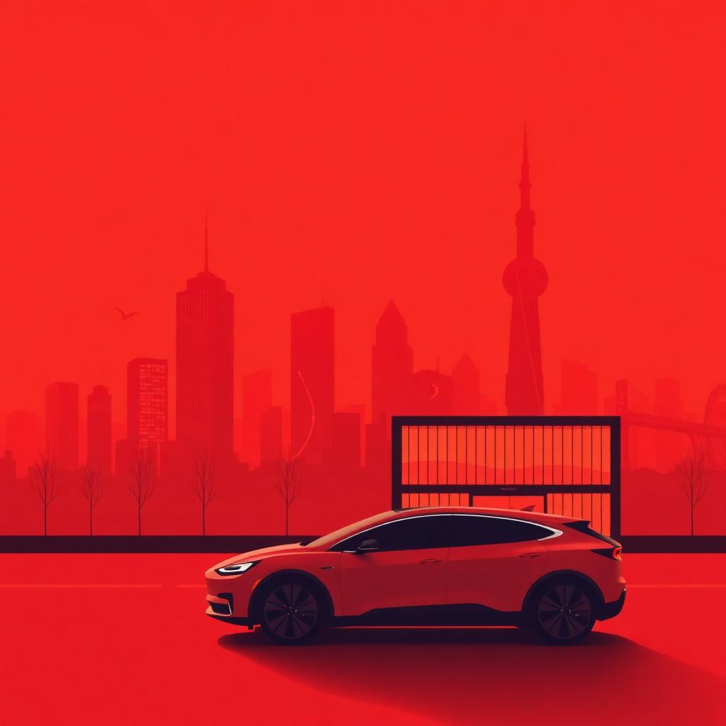 Ilustração editorial sobre a nova marca-China: carros elétricos e varejo global